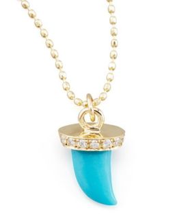 Small Diamond & Turquoise Horn Necklace   Sydney Evan   Gold
