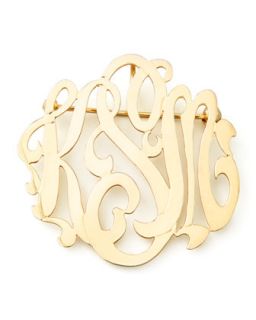 Gold Plated Script Monogram Pin   Moon and Lola   Gold