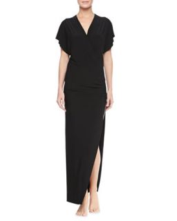 Womens Daphne Cap Sleeve Maxi Coverup Dress   Norma Kamali   Black (X SMALL)