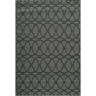 Indoor/ Outdoor Moroccan Tile Charcoal Rug (18 X 37)