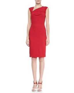 Womens Skiffins Asymmetric V Neck Sheath Dress, Red   Roland Mouret   Red (6)