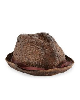 Hand Painted Knot Fedora   Brunello Cucinelli   Tobacco (M/42)