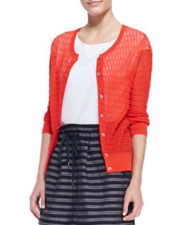 Womens Rose See Through Knit Cardigan, Bright Red   MARC by Marc Jacobs  