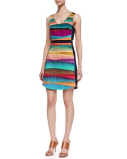 Womens Frieda Sleeveless V Neck Dress, Multicolor   Trina Turk   Multi (14)