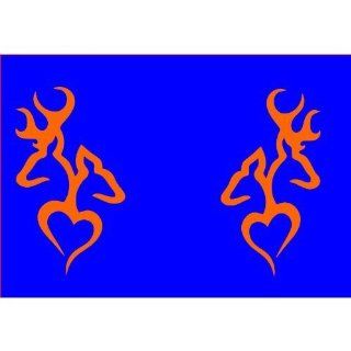 A set of Browning Deer Head Heart Logo (2 decals in ORANGE a left & right sided)   Wall Decor Stickers