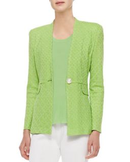 Womens Textured One Button Jacket   Misook   Bud green/Limelea (X SMALL (2/4))