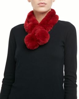 Rabbit Fur Neck Warmer, Red   Belle Fare   Red (ONE SIZE)