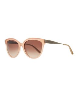 Transparent Lens Tapered Etched Arm Sunglasses, Pink   Bottega Veneta   Pink