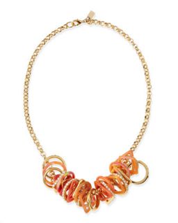 Geometric Link Bib Necklace, Orange   KARA by Kara Ross   Pink/Orange