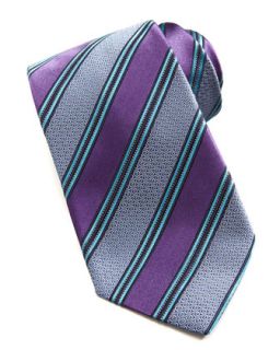 Mens Wide Stripe Silk Tie, Purple   Ermenegildo Zegna   Purple