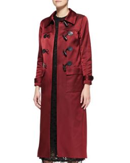 Womens Sateen Duffle Coat with Toggle Front, Oxblood   Adam Lippes   Oxblood