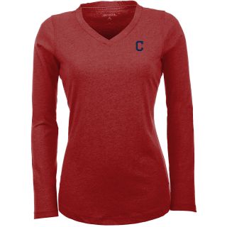 Antigua Cleveland Indians Womens Flip Long Sleeve V neck T Shirt   Size Large,
