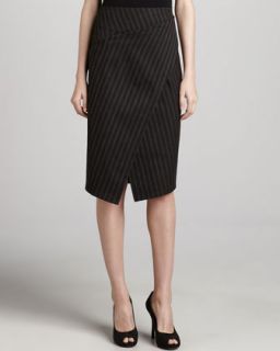 Womens Striped Asymmetric Scissor Skirt, Clove   Donna Karan   Clove (2)