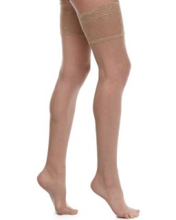 Womens Signature Chantilly Lace Thigh High Stockings   Donna Karan   Black