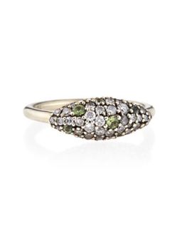 Sterling Silver Gray Diamond & Green Sapphire Marquise Ring   Alexis Bittar