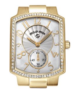 Small Classic Gold Plated Diamond Watch Head   Philip Stein   Gold