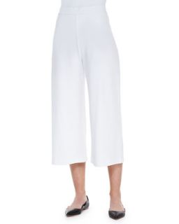 Womens Knit Cropped Wide Leg Pants   Joan Vass   Bright white (3 (14/16))
