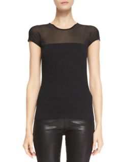 Womens Short Sleeve Luxury Silk Top   Ralph Lauren Black Label   Black (SMALL)