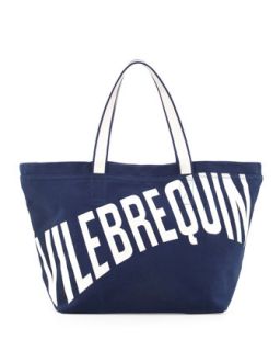 Mens Logo Canvas Tote Bag, Navy   Vilebrequin   Navy (ONE SIZE)
