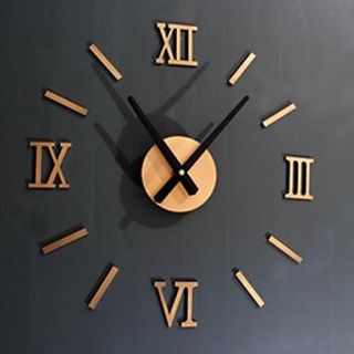 DIY Fashion Wall Combination of Roman Numeral Clock Gold/Silver Fun Wall Clock