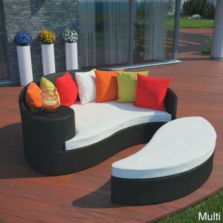 Modway Taiji Outdoor Wicker Patio Daybed With Ottoman And Cushions