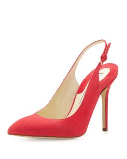 Suede Pointed Toe Slingback Pump, Pink   Brian Atwood   Pink (36.5B/6.5B)