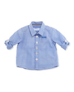 Gingham Check Long Sleeve Shirt, Blue, 1m 18m   Tartine et Chocolat   Blue (18M)