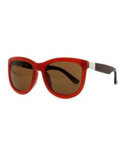 Row 7 Leather Arm Plastic Sunglasses, Rust   THE ROW   Rust