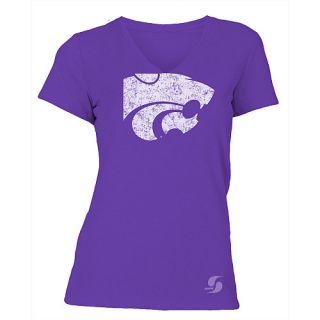 SOFFE Womens Kansas State Wildcats No Sweat V Neck Short Sleeve T Shirt   Size