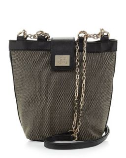 Woven Chain Strap Shoulder Bag, Brown/Black   GF Ferre