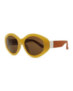 Row 71 Thick Plastic Oval Sunglasses, Gold   THE ROW   Gold