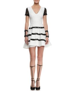 Womens Magdalena Lace Detail Short Sleeve Dress   Alexis   Blk lace/Wht twd (X 