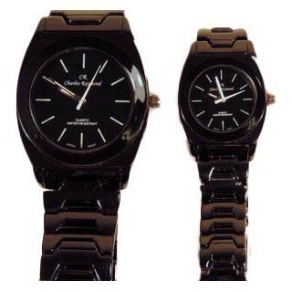 Charles Raymond His & Hers Designer Watches Black Bracelet with Black Face Watch Set at  Men's Watch store.