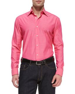 Mens Chambray Button Down Shirt, Strawberry   Culturata   Pink (MEDIUM)