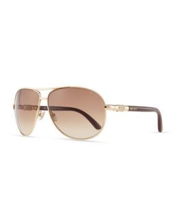 Walde Crystal Temple Aviator Sunglasses, Brown   Jimmy Choo   Gold brown