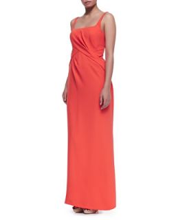 Womens Sleeveless Bias Front Silk Gown, Tiger Lily   J. Mendel   Tiger lily