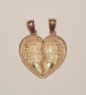 14k Gold Split Heart Pendant for His and Hers Jewelry