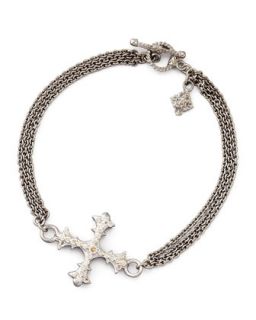 New World Diamond Cross 3 Strand Chain Bracelet   Armenta   Silver