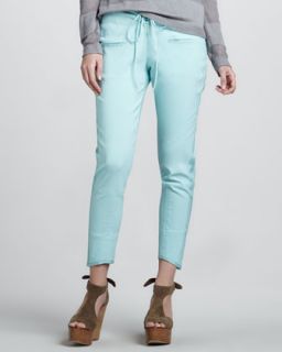 Womens Lace Up Cropped Pants   Cut25   Azure (6)