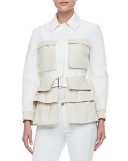 Womens Two Tone Tiered Utility Jacket   Alexander McQueen   Ivory (40/6)