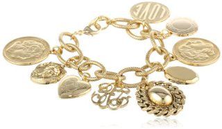 Yochi Coin and Charm 14k Gold Plated Bracelet Jewelry