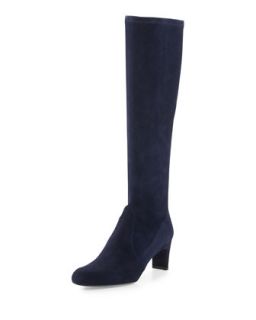 Chicboot Stretch Suede Boot, Nice Blue (Made to Order)   Stuart Weitzman   Nice