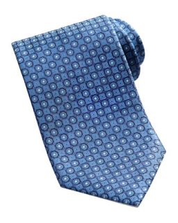 Mens Micro Floral Medallion Silk Tie, Blue   Brioni   Blue
