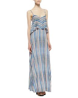 Womens Bondi Striped Tiered Maxi Dress   Ella Moss   Blue ptrn (MEDIUM)