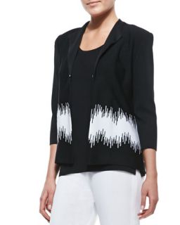 Womens 3/4 Sleeve Graphic Print Jacket   Misook   Black/White (MEDIUM (10/12))