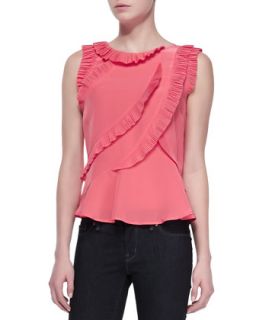 Womens Frances Ruffled Crepe Top   MARC by Marc Jacobs   Rosa mexicanca (LARGE)