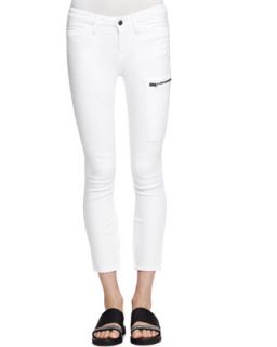 Womens Cropped Zip Pocket Moto Jeans   Helmut Lang   White (24)