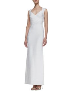 Womens Sweetheart Neck Bandage Long Gown   Herve Leger   Alabaster (SMALL)