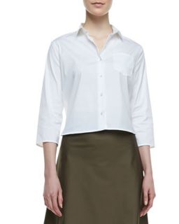 Womens Lerlynn Button Up Blouse   Theory   White (SMALL)