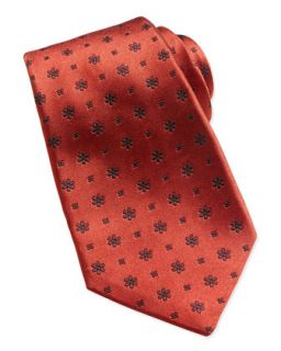 Mens Woven Snowflake Neat Tie, Red   Kiton   Red